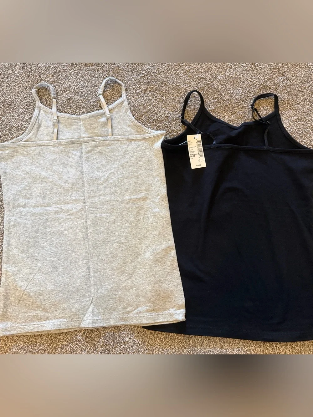 Girl’s Seamless Camisole Tank Top - Black & Light Gray